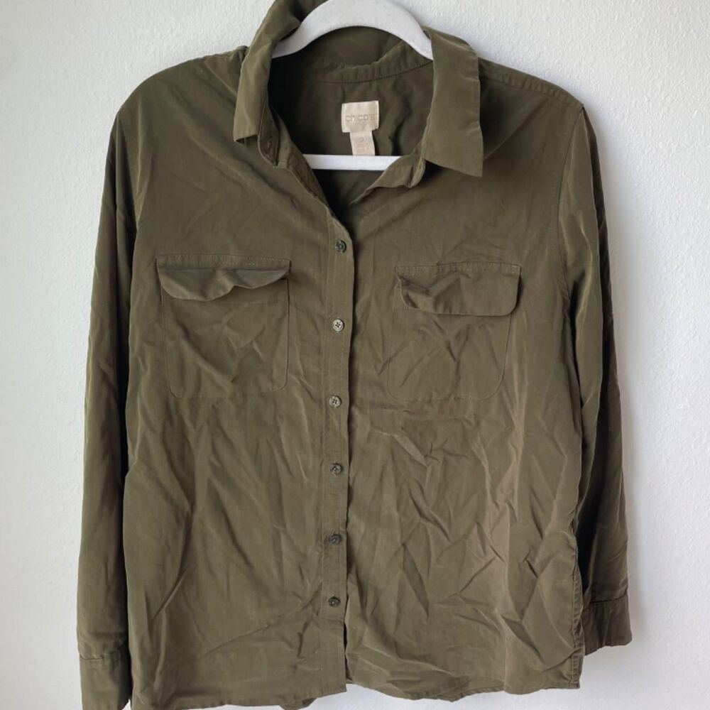 Chico-s Men's Khaki and Green Blouse